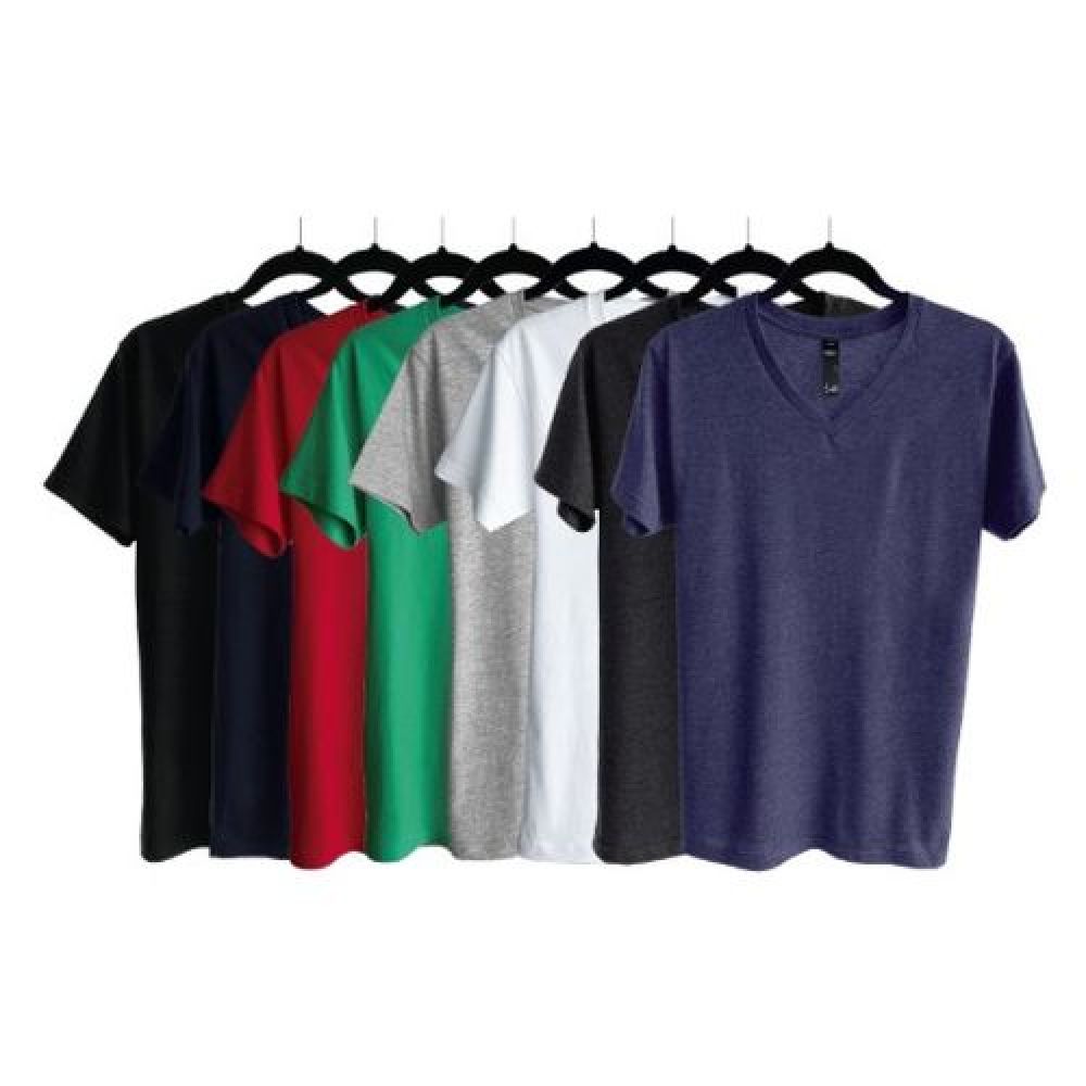 PLAYERA CUELO V CABALLERO BLANCOS 50/50 ALGODÓN/POLIESTER S-M-L-XL imagen